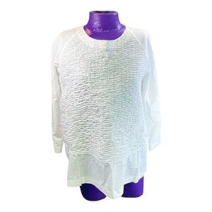 Bodice Studio white cotton ruched 3/4 sleeve blouse made in India M